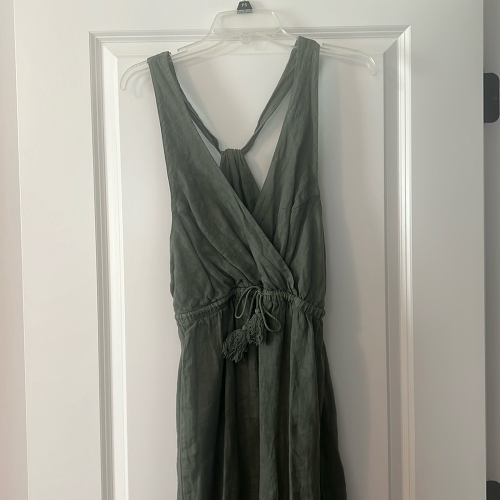 Olive linen dress made in Italy